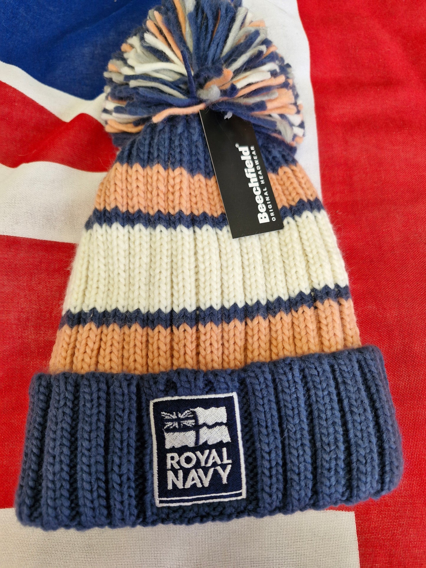 Royal Navy knitted bobble beanie